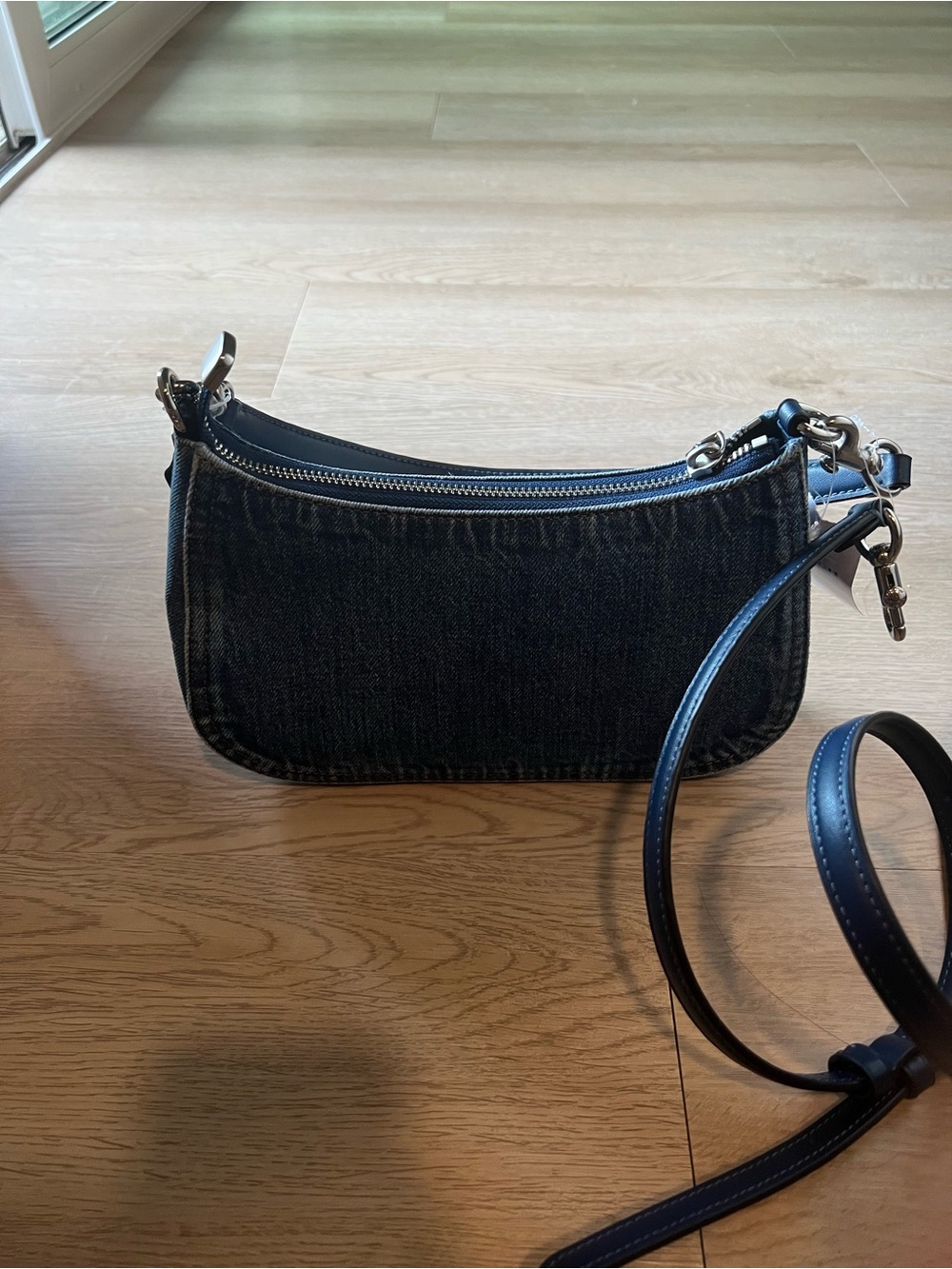 Coach Denim Shoulder Bag with Dark Blue Denim and Navy Leather - Picture 2 of 2
